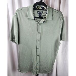 Men's Daniel Hechter‎ Button-Up Shirt Short Sleeve Palm Print Casual Size L